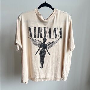 H&M Cream Nirvana Graphic Short Sleeve Tee